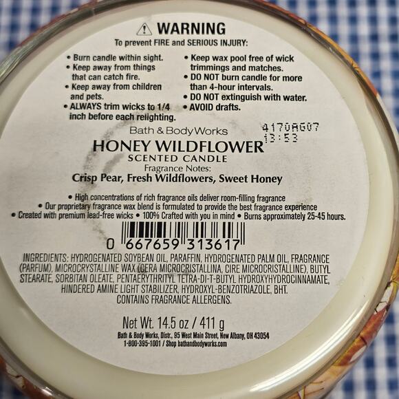 BBW Honey Wildflower Large 3 Wick Candle Home Fragrance Decor - Picture 2 of 2